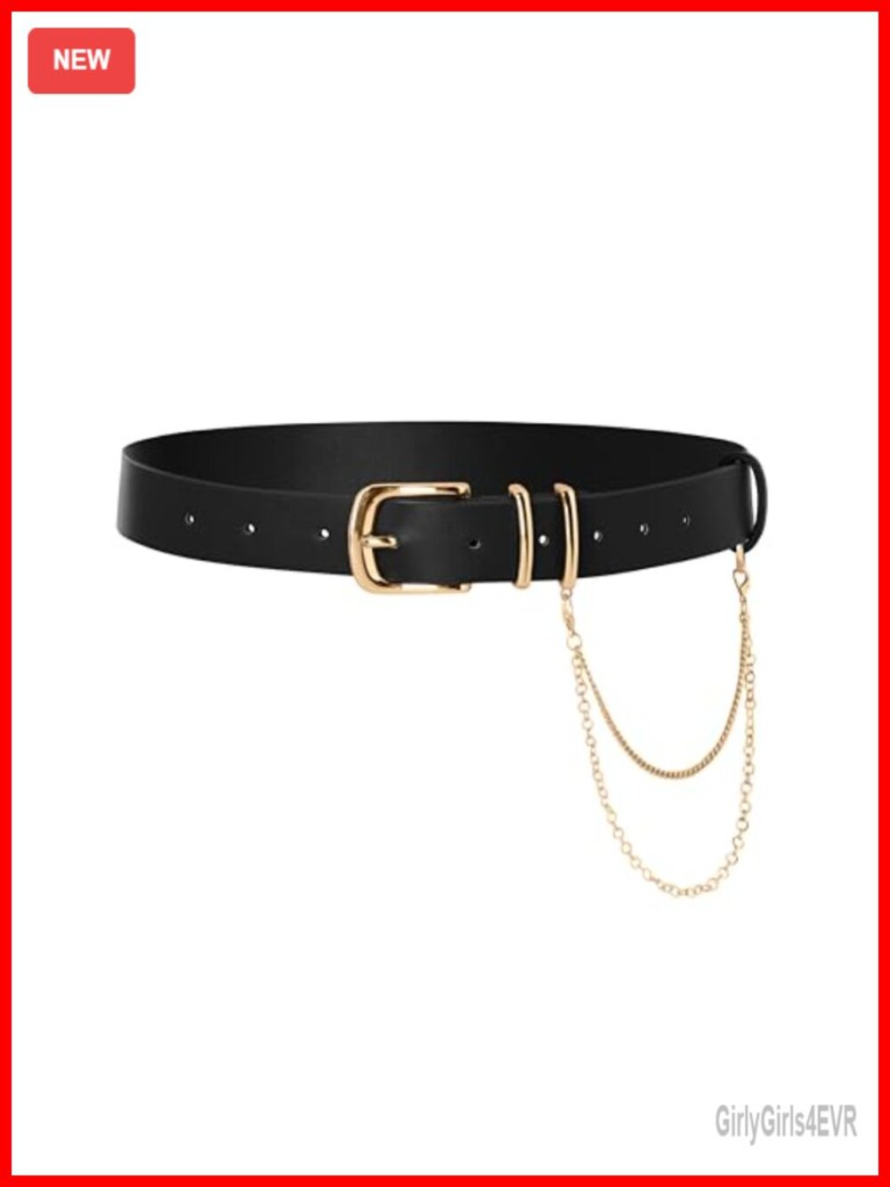 Renaissance Faux Leather Waist Belt with Detachable Chain Adjustable